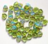 50 9mm Transparent Olive AB Leaf Beads